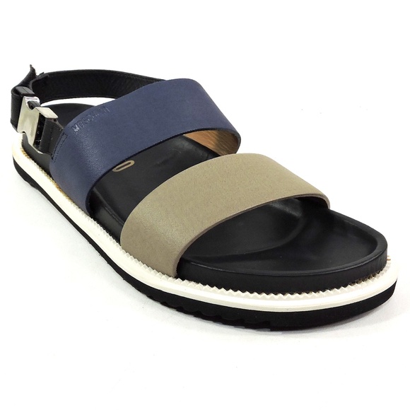 MOSCHINO 🇮🇹 MEN'S SOFT LEATHER COMFORT FLAT SUMMER SANDALS - Picture 3 of 7